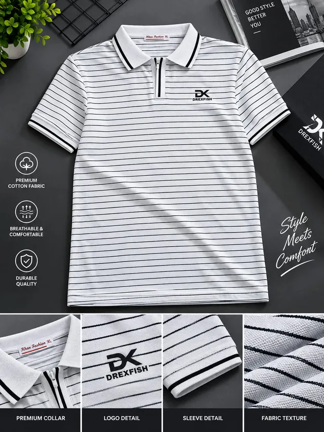 Trendy China Stripe V Neck Polo