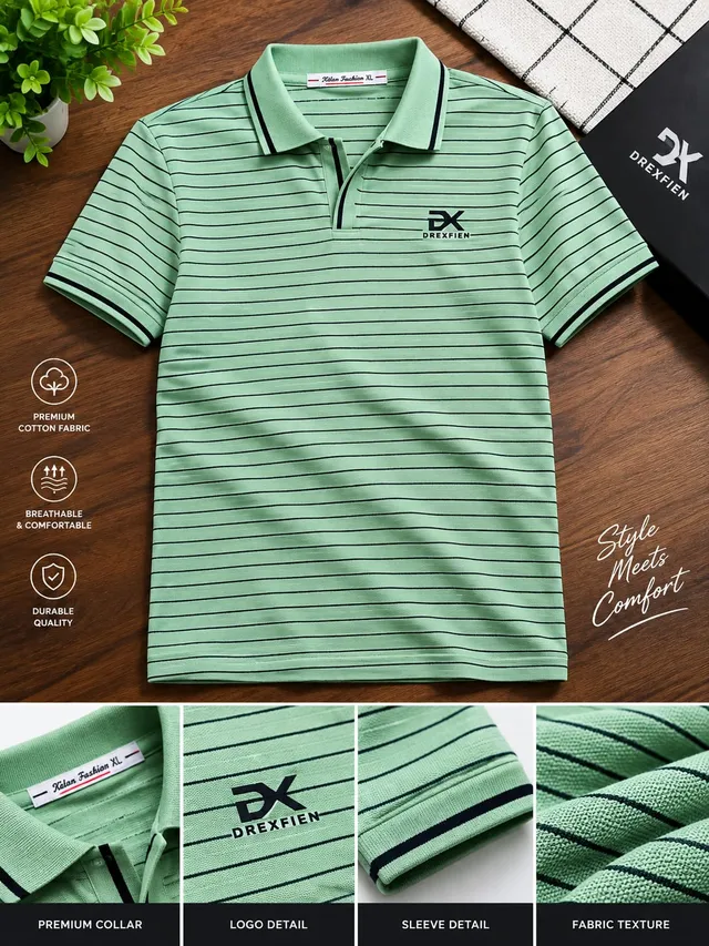 Trendy China Stripe V Neck Polo
