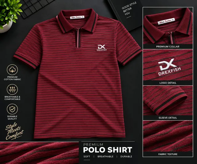 Trendy China Stripe V Neck Polo