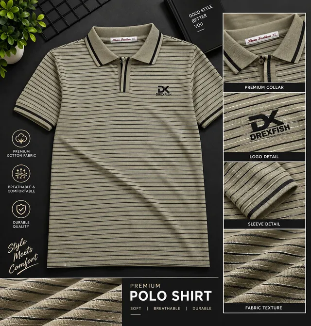 Trendy China Stripe V Neck Polo