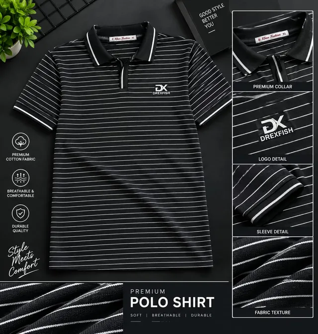 Trendy China Stripe V Neck Polo